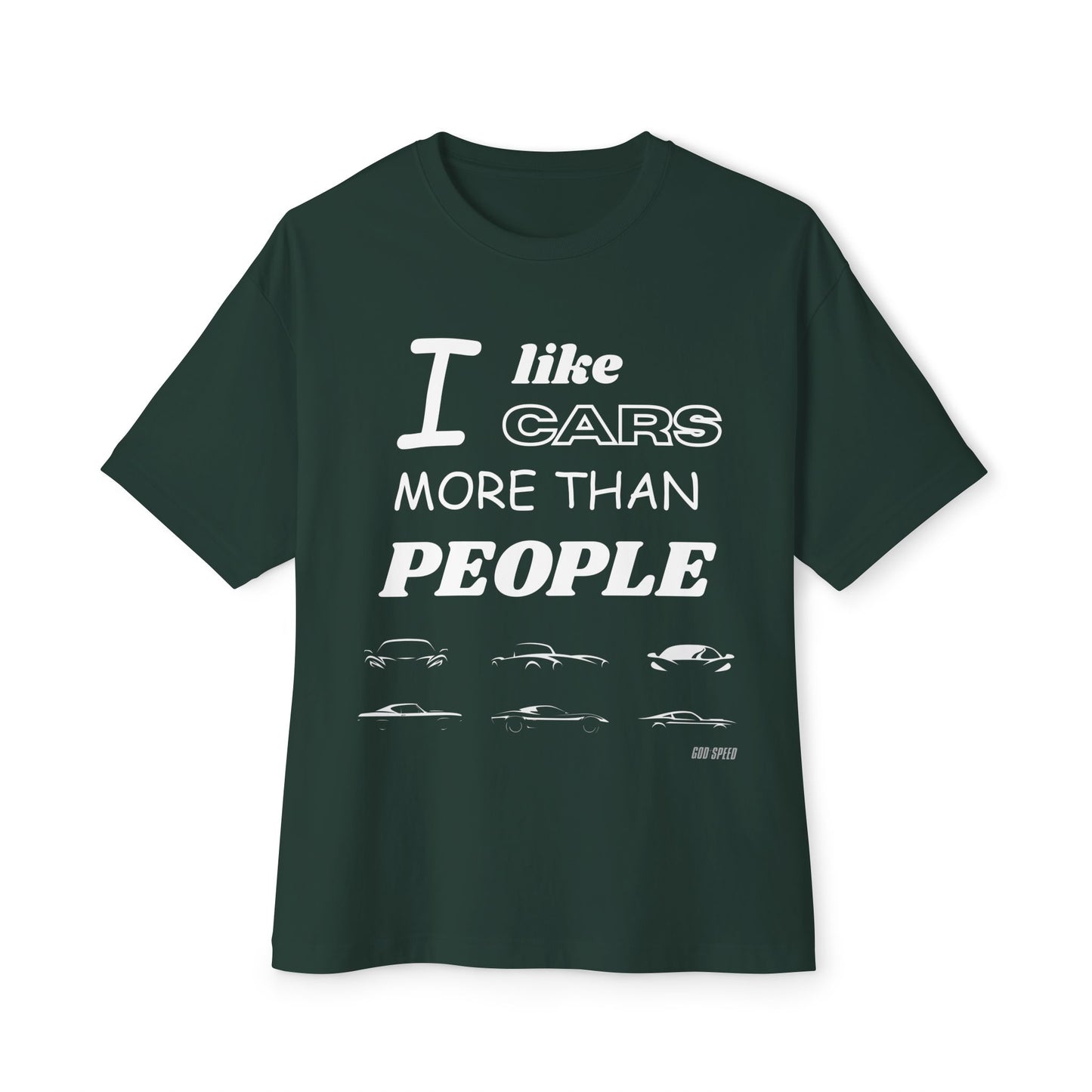 I Like Cars More Than People Casual Tee for Car Lovers, Gifts for Auto Enthusiasts, Funny Graphic Shirt, Unisex Oversized Boxy Tee