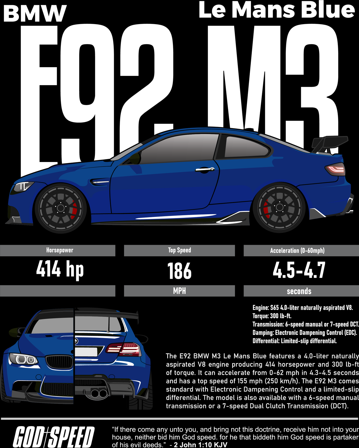 E92 BMW M3 Le-Mans Blue Matallic Hoodie