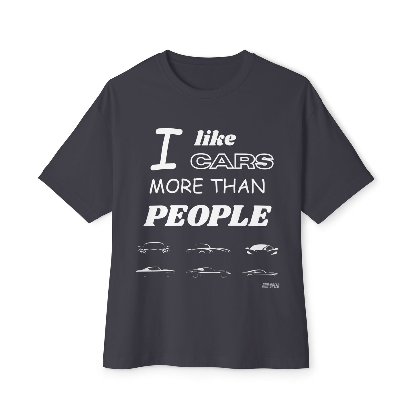 I Like Cars More Than People Casual Tee for Car Lovers, Gifts for Auto Enthusiasts, Funny Graphic Shirt, Unisex Oversized Boxy Tee