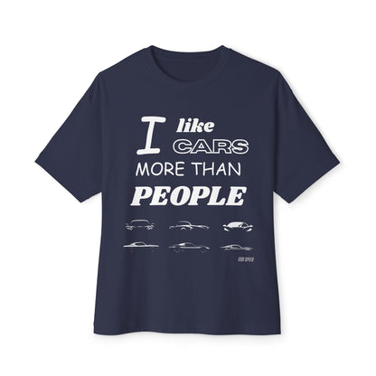I Like Cars More Than People Casual Tee for Car Lovers, Gifts for Auto Enthusiasts, Funny Graphic Shirt, Unisex Oversized Boxy Tee