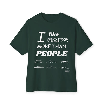 I Like Cars More Than People Casual Tee for Car Lovers, Gifts for Auto Enthusiasts, Funny Graphic Shirt, Unisex Oversized Boxy Tee