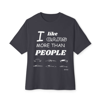 I Like Cars More Than People Casual Tee for Car Lovers, Gifts for Auto Enthusiasts, Funny Graphic Shirt, Unisex Oversized Boxy Tee
