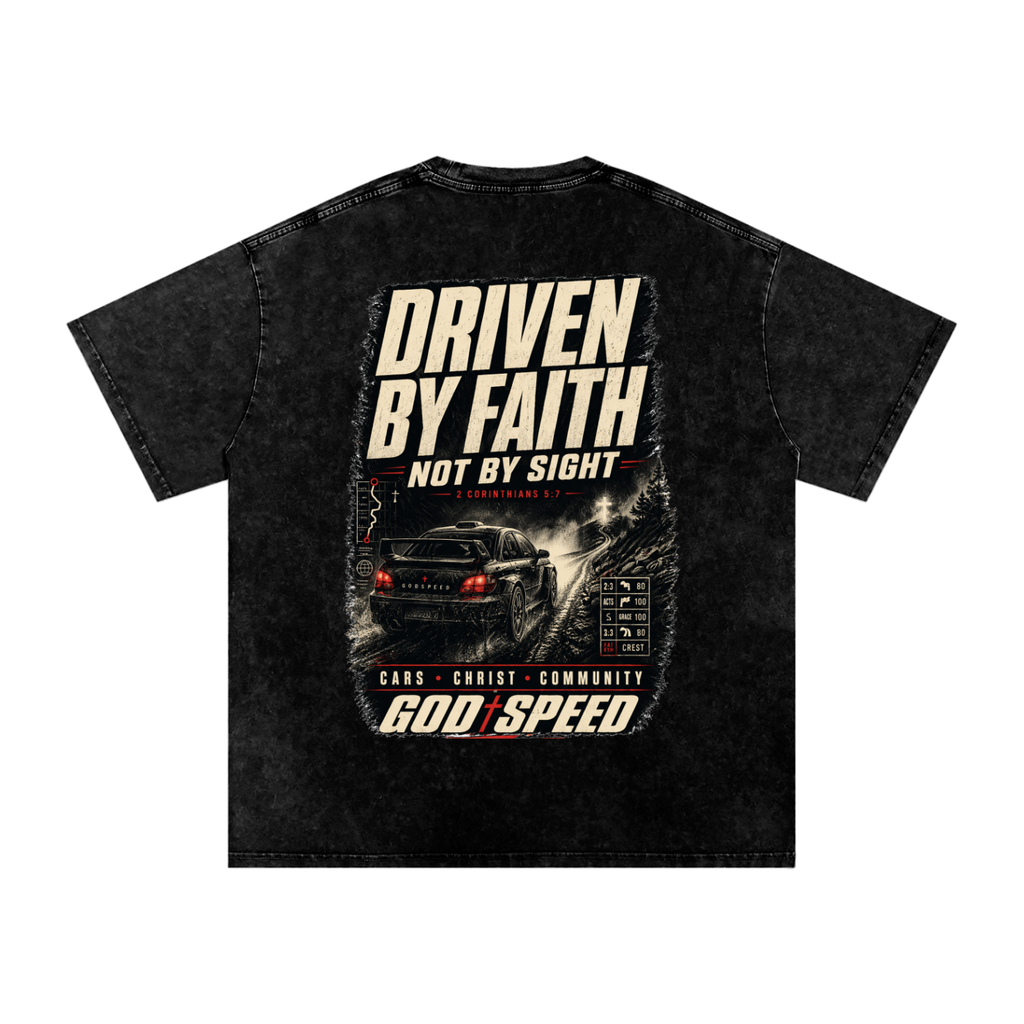 Driven By Faith Premium Snow-Washed Oversized Tee