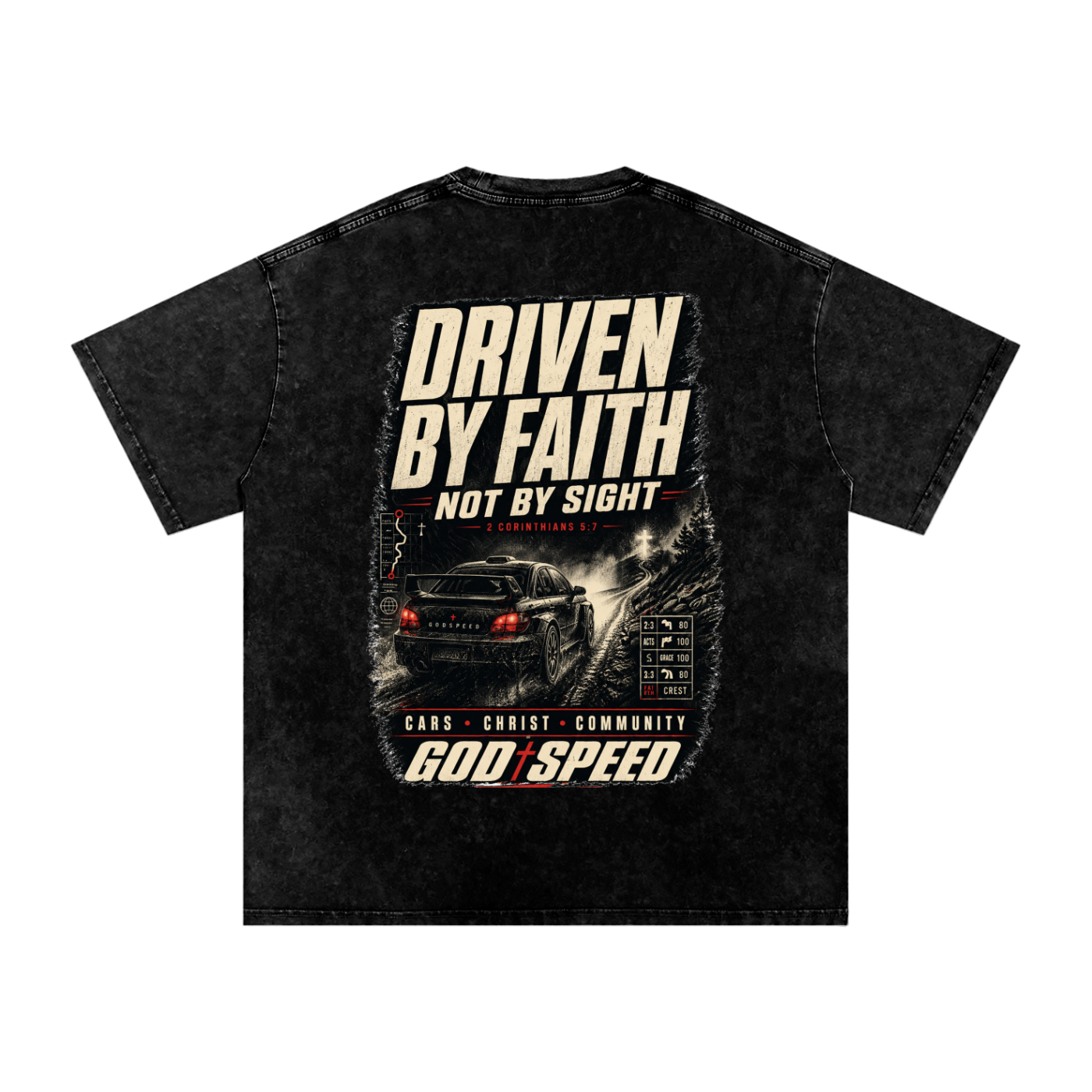 Driven By Faith Premium Snow-Washed Oversized Tee