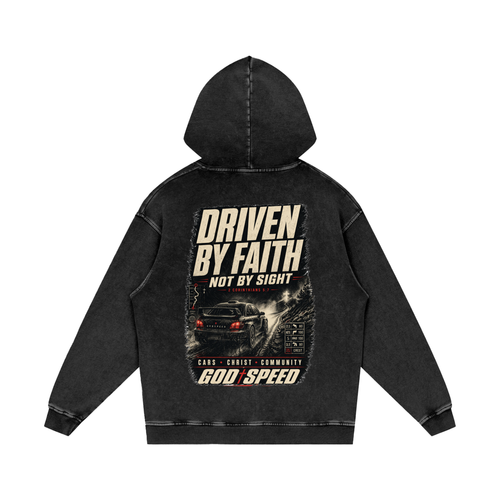 Driven By Faith Premium Snow-Washed Oversized Hoodie