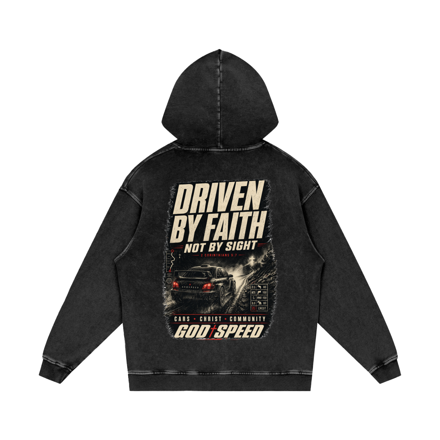 Driven By Faith Premium Snow-Washed Oversized Hoodie