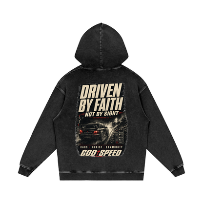 Driven By Faith Premium Snow-Washed Oversized Hoodie