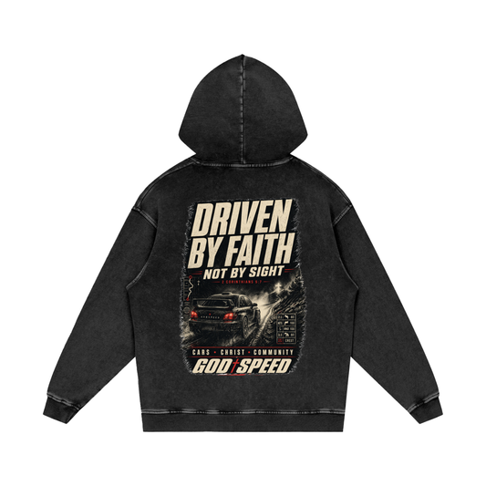 Driven By Faith Premium Snow-Washed Oversized Hoodie