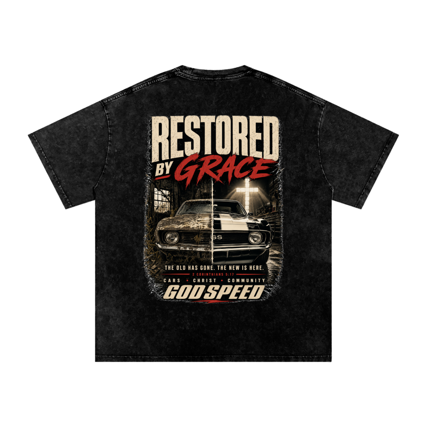 Restored By Grace Premium Snow-Washed Oversized Tee
