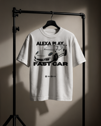 Alexa Play Fast Car Unisex Oversized Tee, Casual Streetwear, Graphic Tee, Gift for Car Lovers, Music Enthusiasts, Comfortable Wear