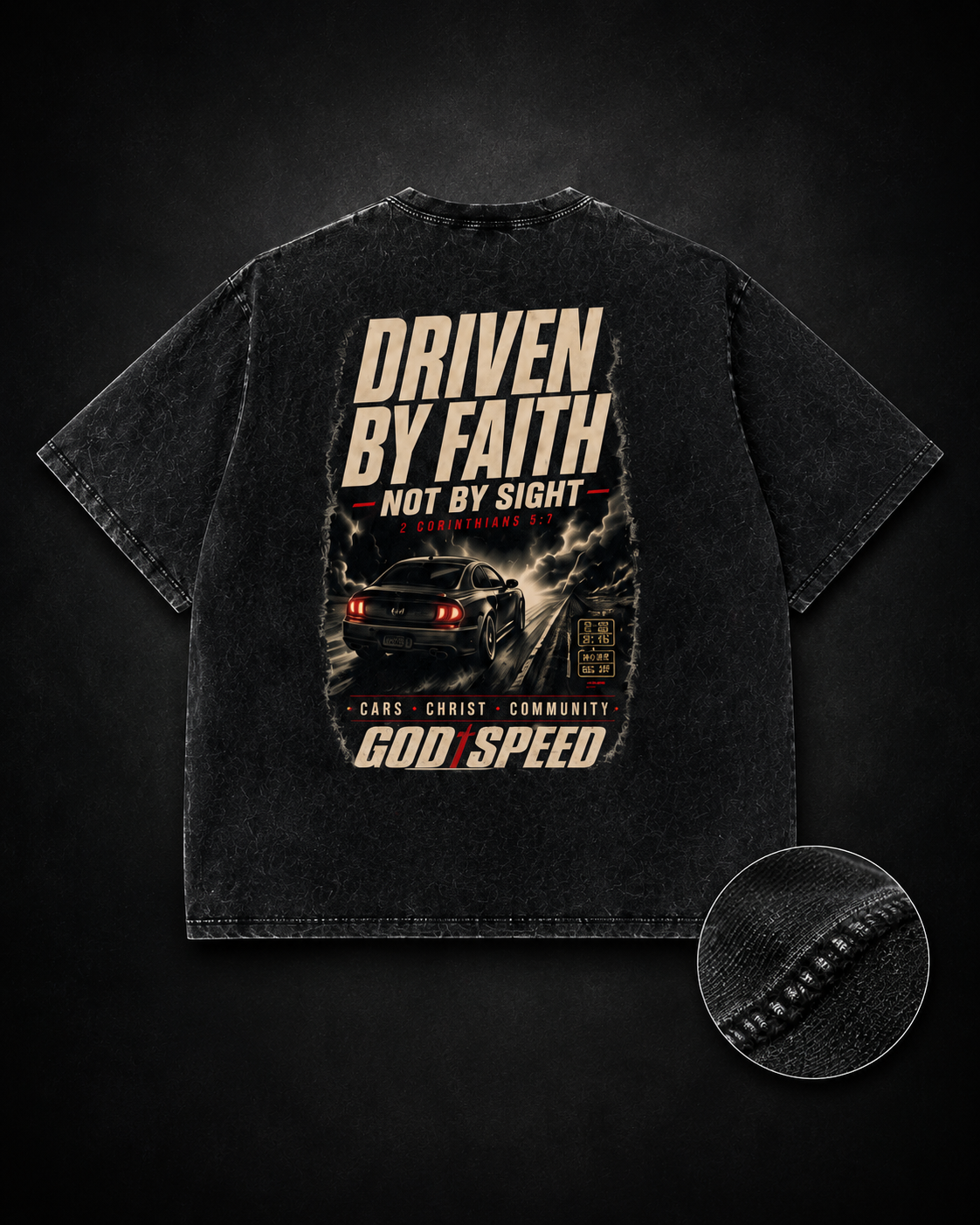 Driven By Faith Premium Snow-Washed Oversized Tee