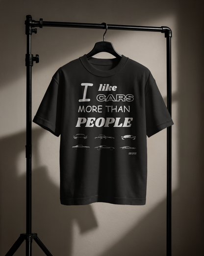 I Like Cars More Than People Casual Tee for Car Lovers, Gifts for Auto Enthusiasts, Funny Graphic Shirt, Unisex Oversized Boxy Tee