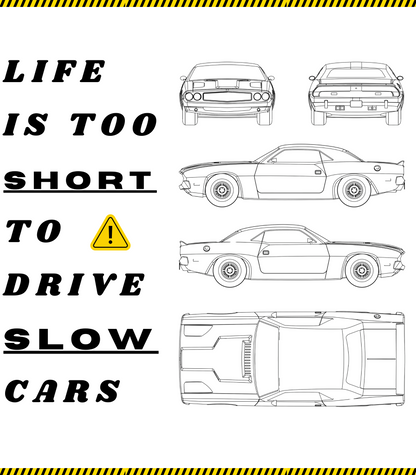 Life is Too Short To Drive Slow Cars Unisex Oversized Tee, Funny Graphic T-Shirt, Casual Summer Shirt, Gift for Car Lovers, Trendy Statement Tee
