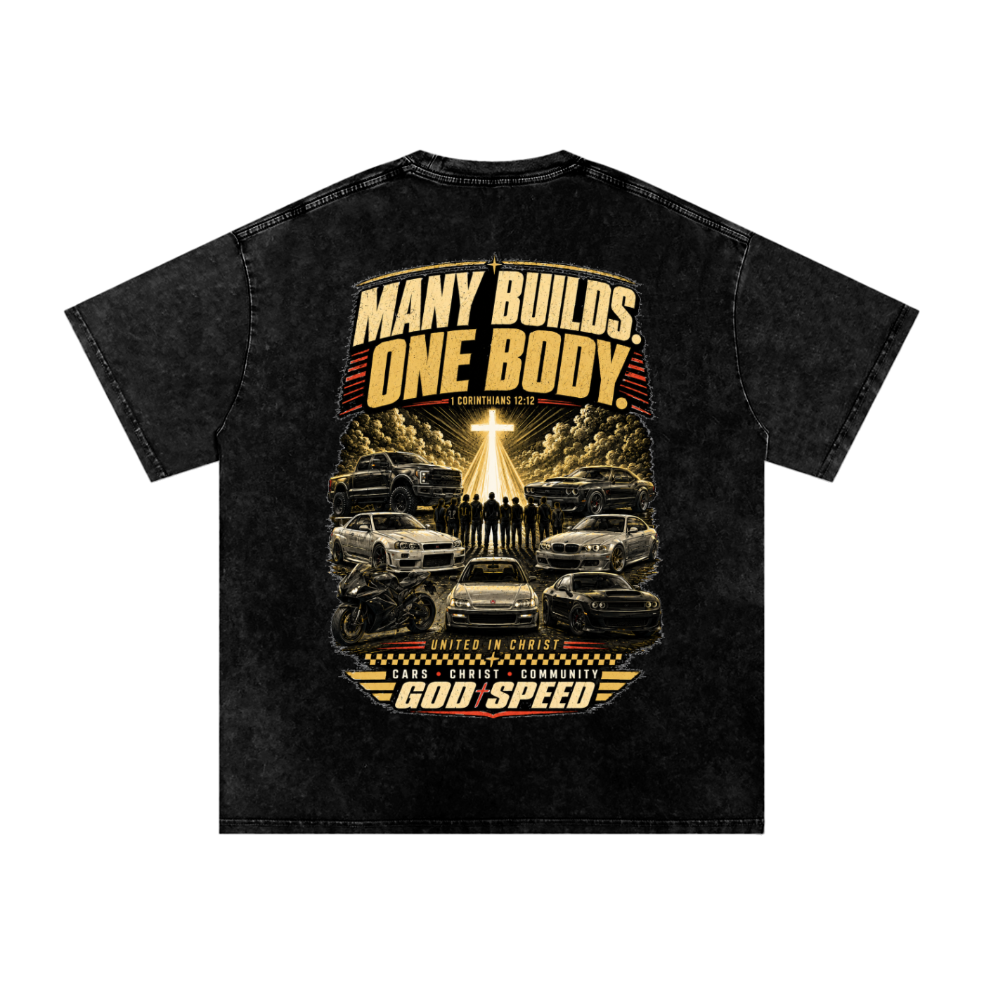 Many Builds One Body Premium Snow-Washed Oversized Tee