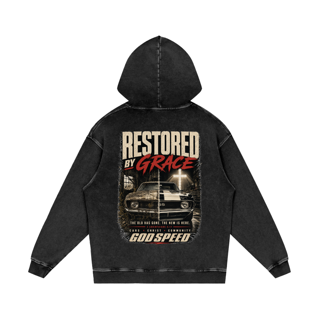 Restored By Grace Premium Snow-Washed Oversized Hoodie