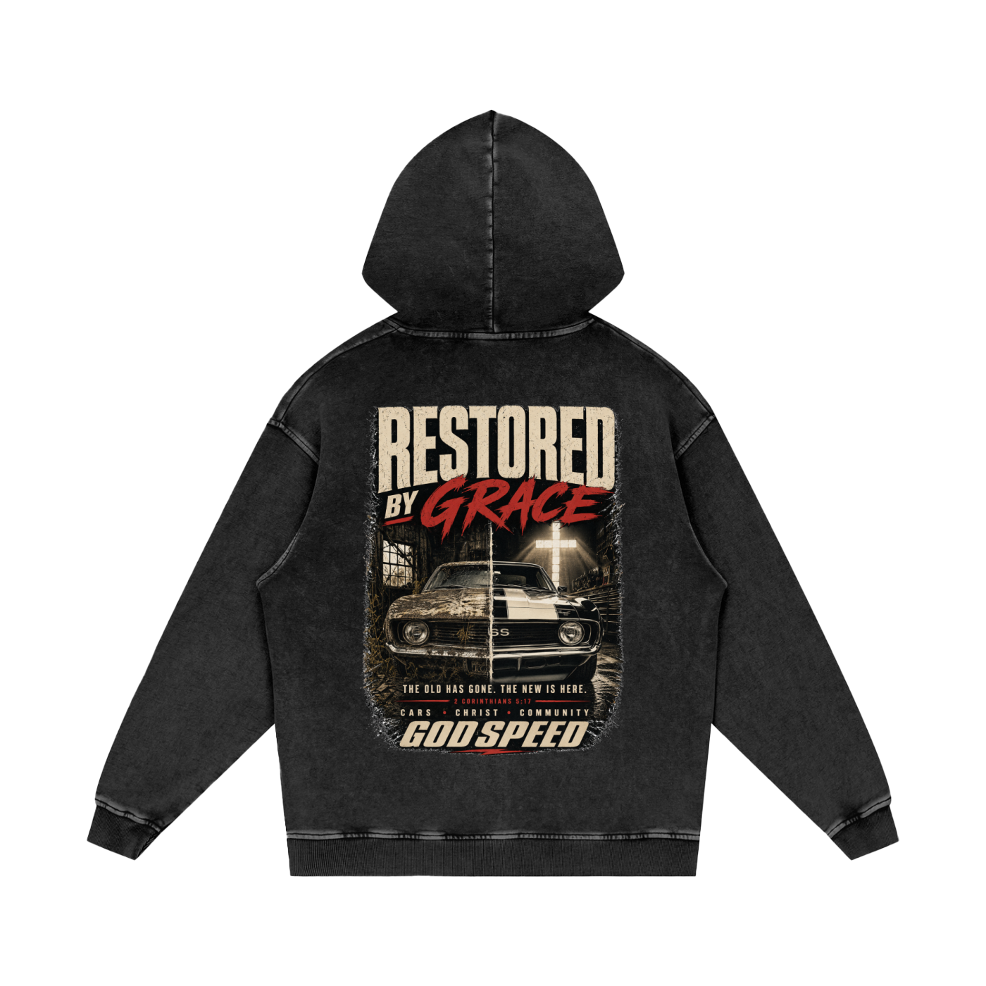 Restored By Grace Premium Snow-Washed Oversized Hoodie