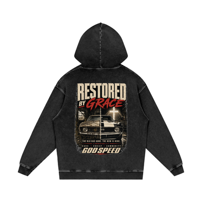 Restored By Grace Premium Snow-Washed Oversized Hoodie
