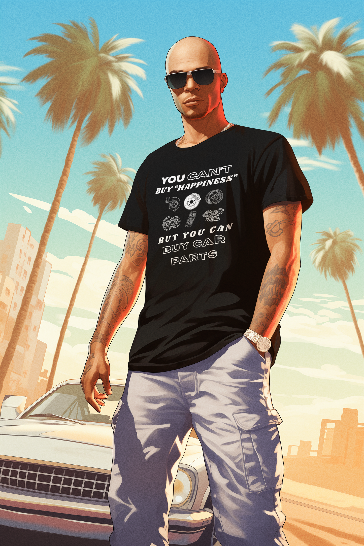 Car Enthusiast Boxy Tee - You Can't Buy Happiness, But You Can Buy Car Parts, Gift for Mechanic, Automotive T-Shirt, Funny Car Lover Gift